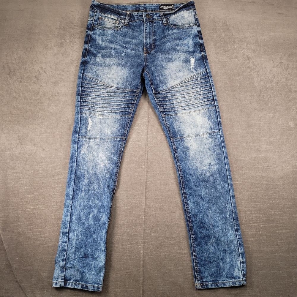 Southpole Skinny Acid Wash Distressed Denim Jeans Straight Leg‎ Classic Fit